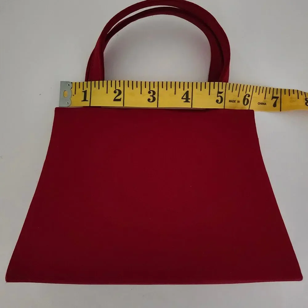 Small Red Satin Evening Clutch/Handbag with Matching Handles and Straps